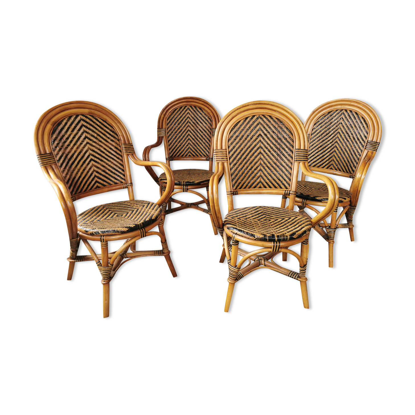 Set de 4 fauteuils en rotin