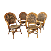 Set of 4 rattan armchairs