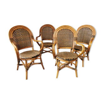 Set de 4 fauteuils en rotin