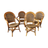 Set of 4 rattan armchairs