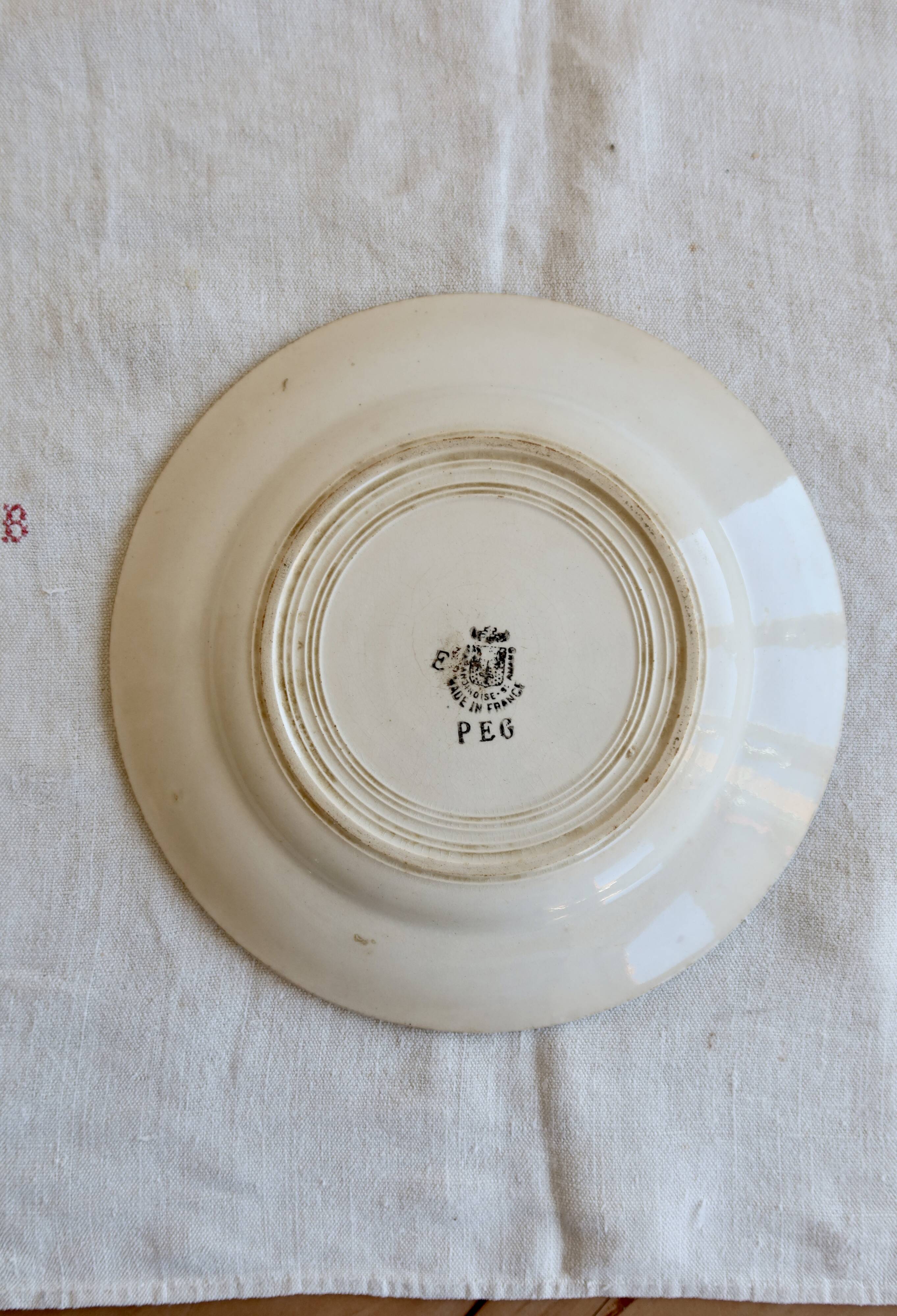 Vintage ironstone plate saint amandinoise saint amand model peg