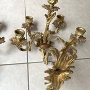 Pair of 5-light gold wall candlesticks