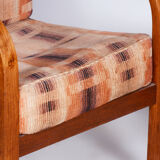 Restored ArtDeco Pair of Reclining Chairs, J. Halabala, Oak, Czechia, 1930s
