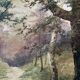 Tableau aquarelles signée Christen "Chemin en sous bois" XIX° siècle