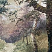 Watercolour painting signed Christen "Path in the Underwood" 19th century