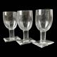 Set of 3 Art Deco crystal stemmed glasses - Bevelled rectangular base from the 1930s.