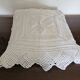 Antique handmade white cotton crochet bedspread