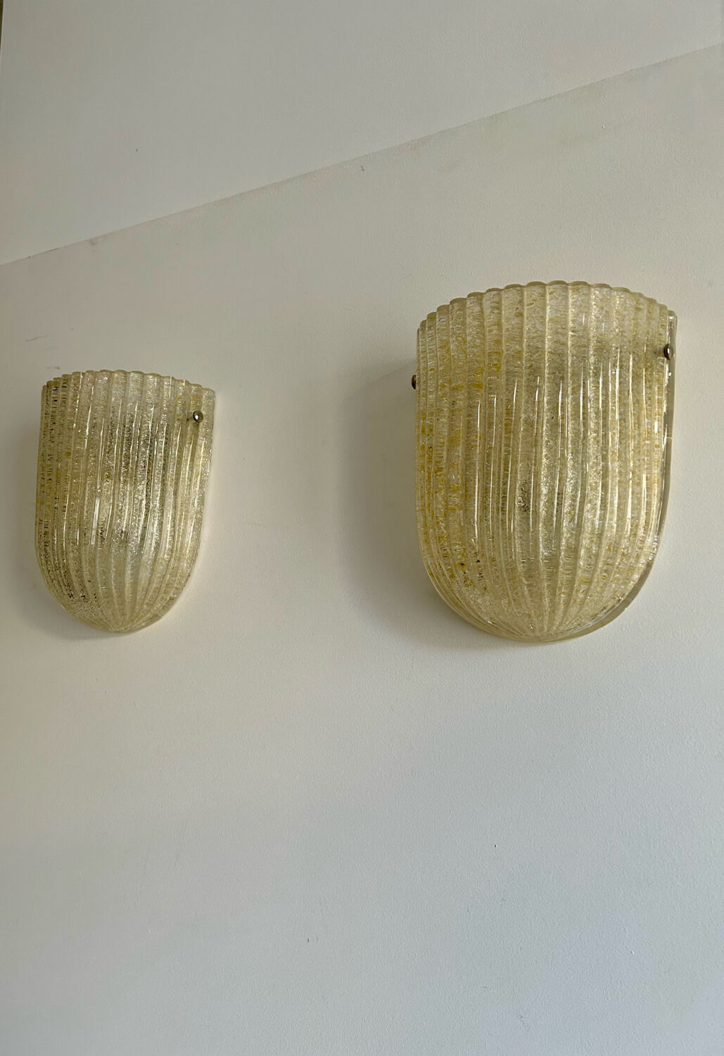 Pair of vintage murano wall lamps, zonca italy 1970