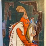 Grand panneau mural céramique années 60