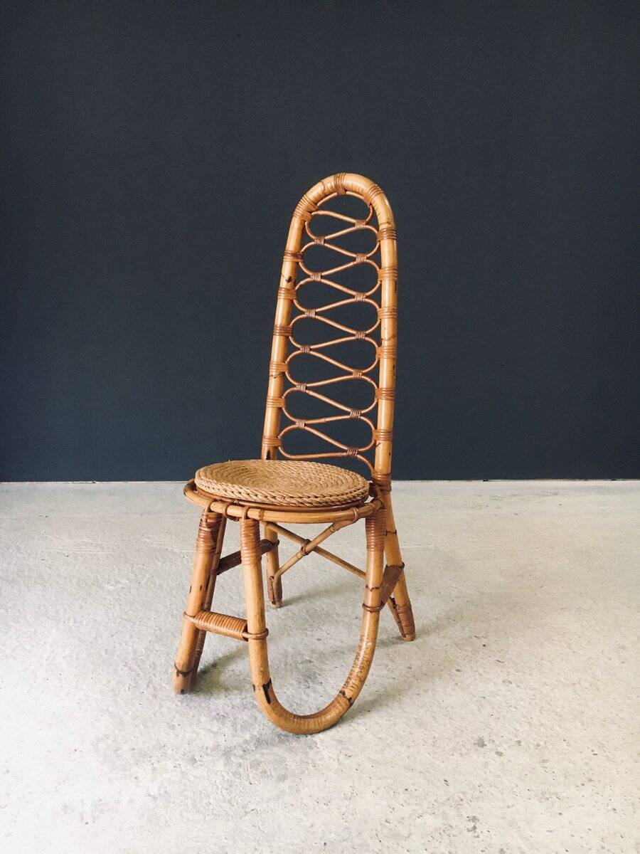 Mid-Century Bamboo High Back Chair from Rohé Noordwolde, Netherlands, 1960s