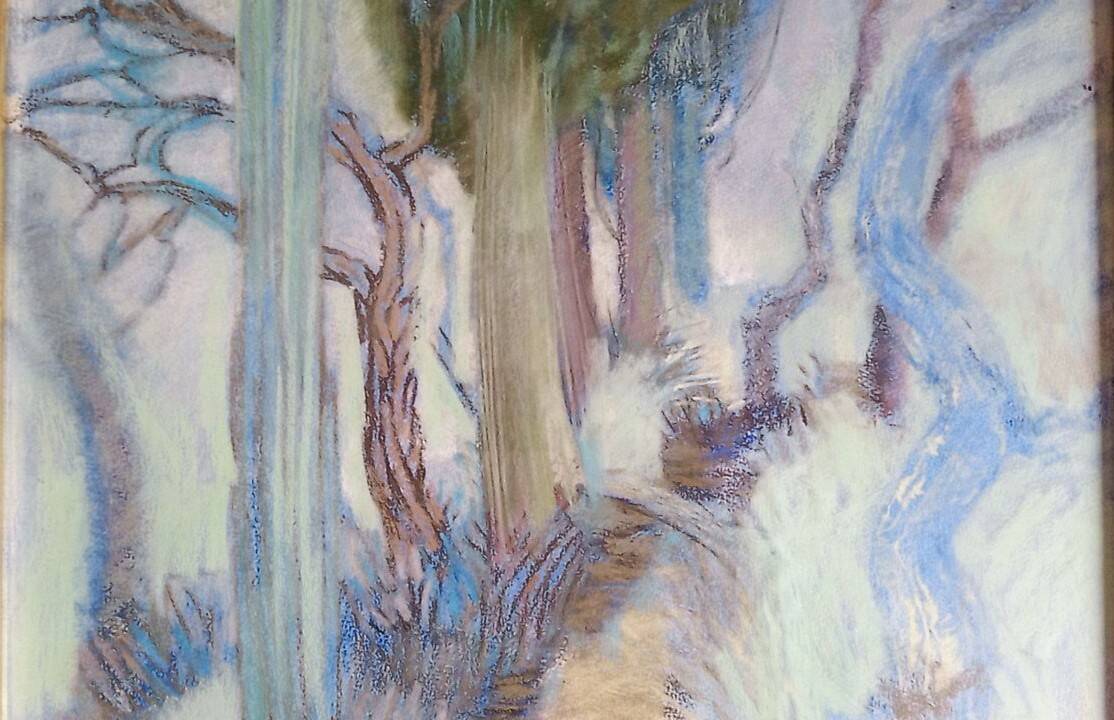Pastel - Christine Delessert - 72 x 53 cm - sous-bois bleu