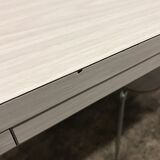 Gray strillee white formica table with 2 chairs 60s