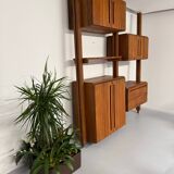 Antique modular shelf in solid French elm from the 60s, vintage