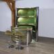 Suede and chrome dry bar with barstools in green by Willy Rizzo, Italy 1970s