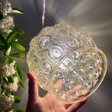 Vintage amber glass globe pendant light