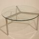 Table basse en verre et acier nickelé - Années 50/60