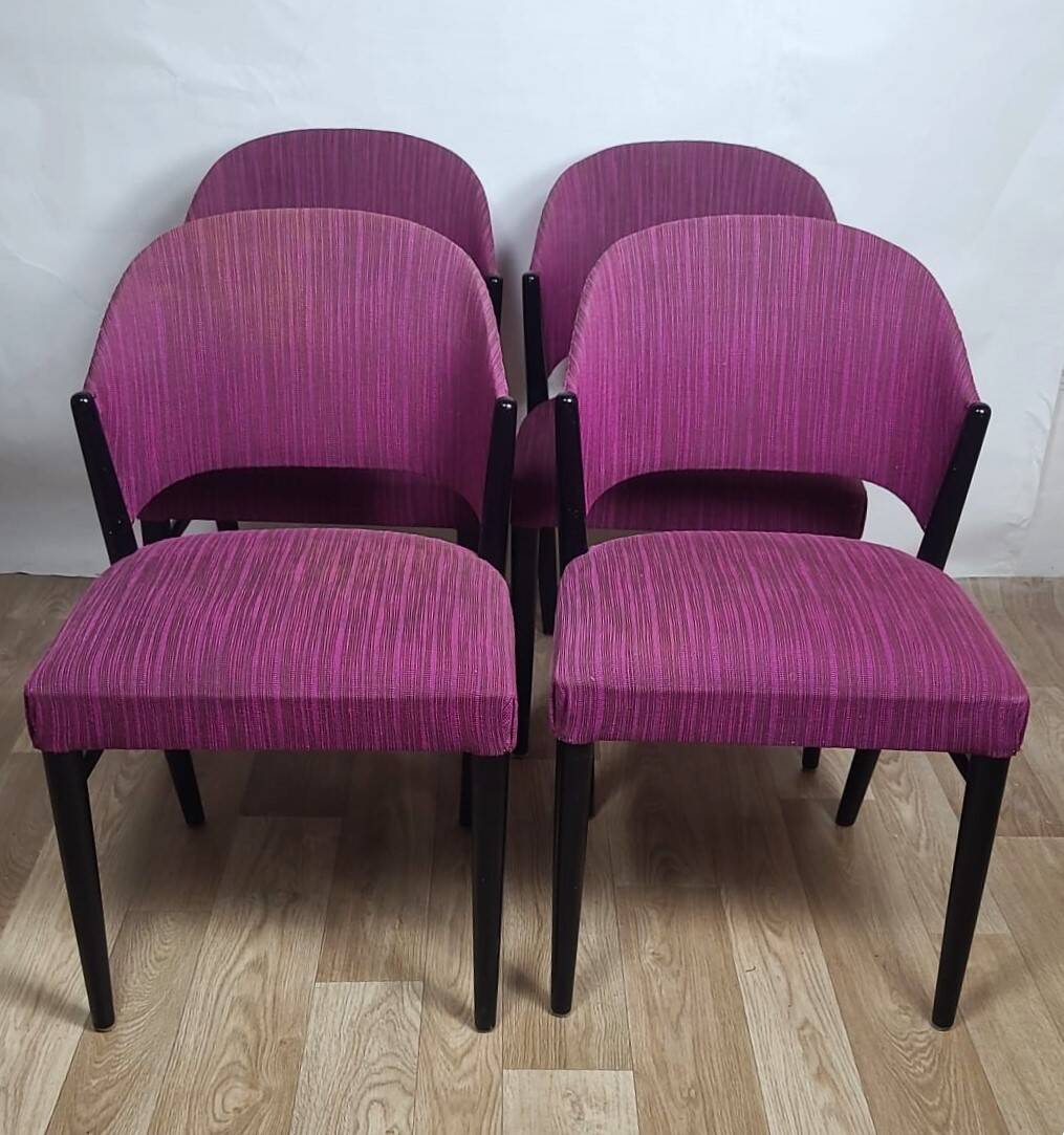 4 vintage chairs in purple fabric