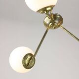Lustre Art Déco en laiton et opaline italien