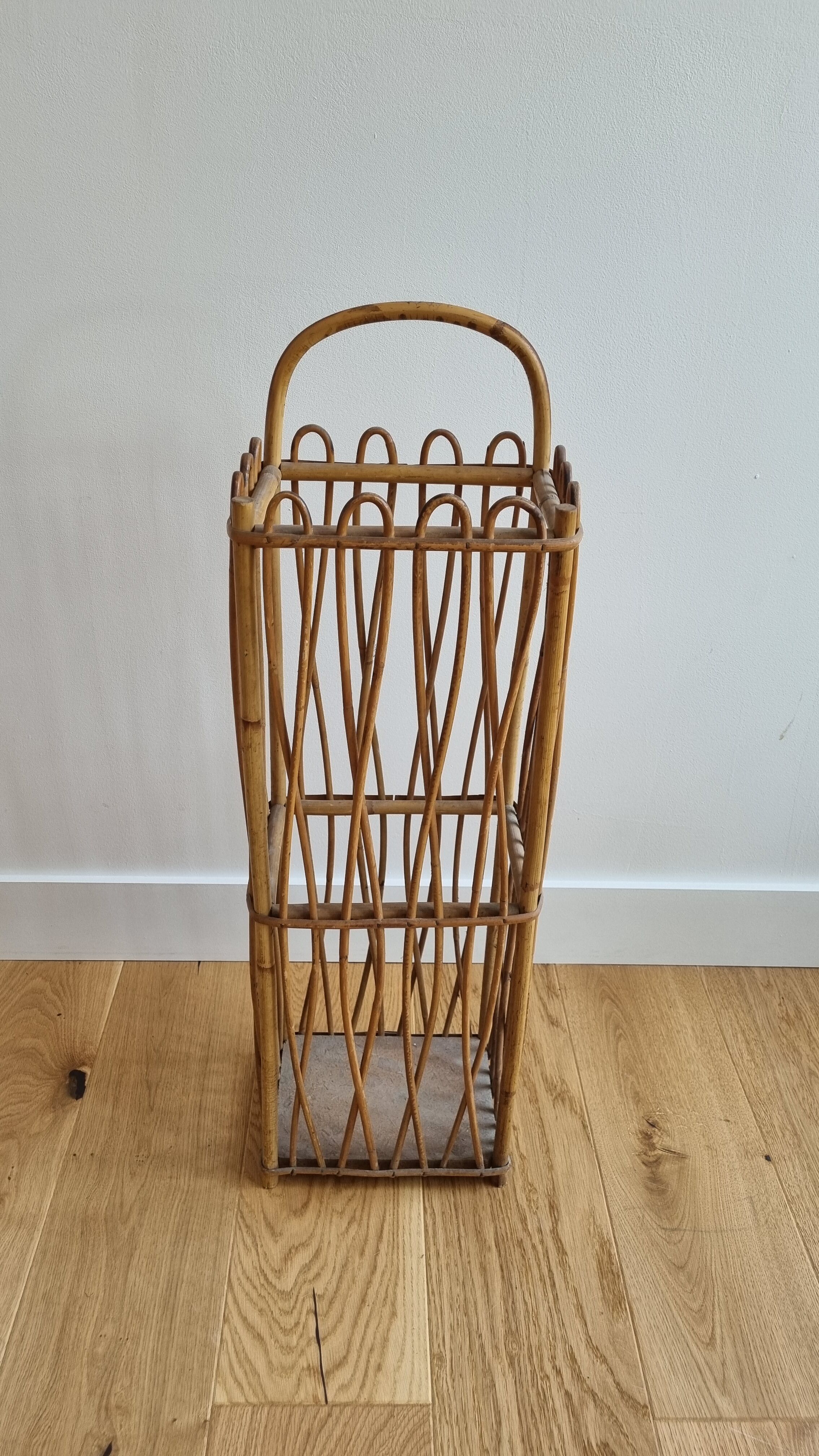Vintage rattan bread hutch