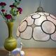 Vintage mother-of-pearl and brass lampshade pendant light