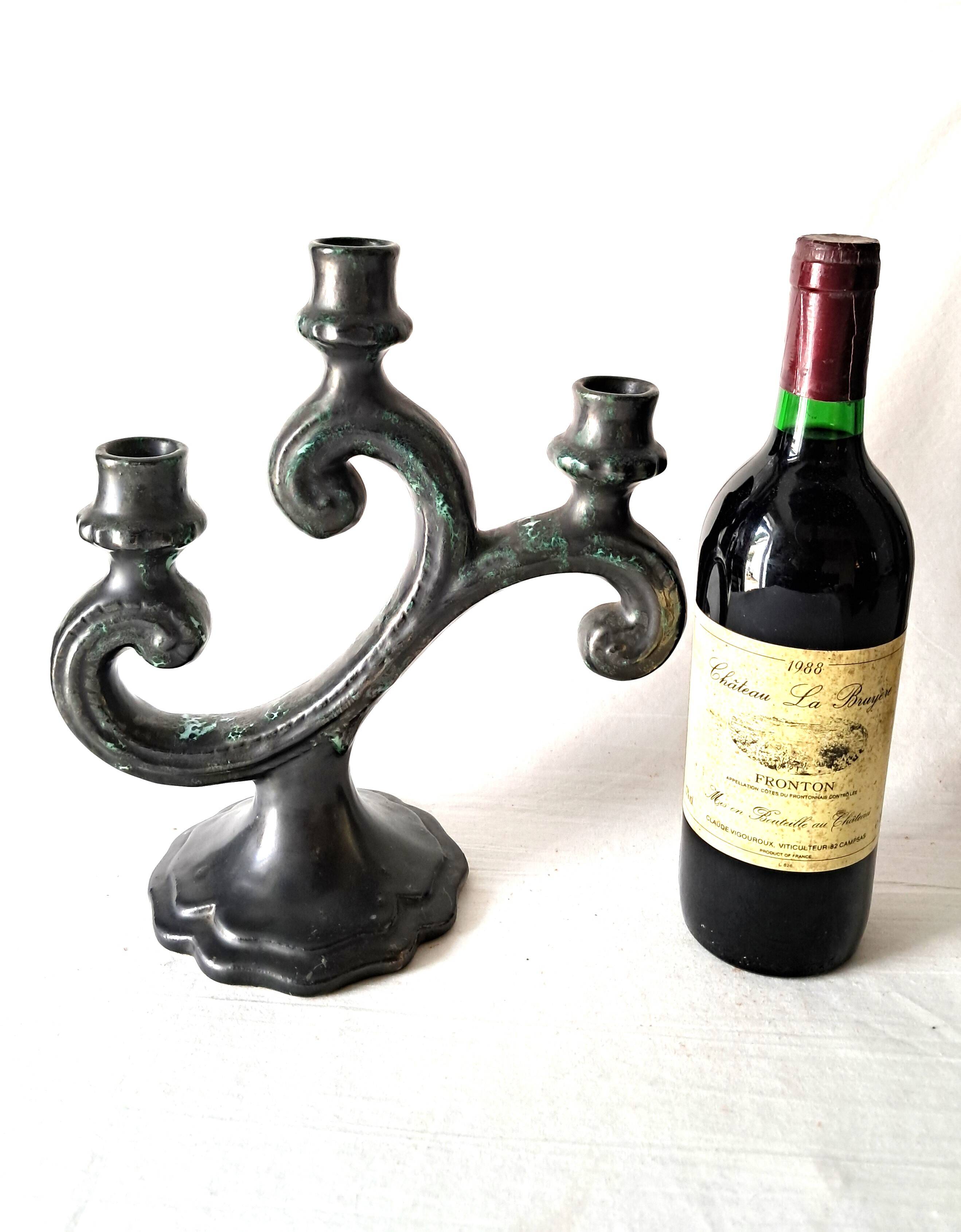 Pair of Large Vintage Ceramic Candelabras by Sars Potteries Maine