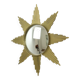 Large Starburst Sunburst Mirror Convex Gold Metal