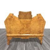 Art Deco Cubist Single Bed in Birch Burl, 1930s-1940s