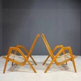 Pair of vintage lounge chairs by Jan Vaněk, removable cushions, 1940s