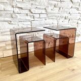 Table de chevet et porte revue en plexiglass de Michel Dumas pour Roche Bobois 1970