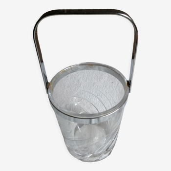Glass and metal ice bucket