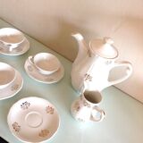 White porcelain coffee service with golden flowers / vintage 50s-60s