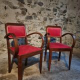 Pair of French Art Deco armchairs in beech, 1930s