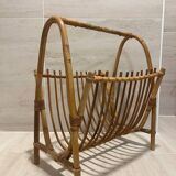 Vintage rattan magazine rack