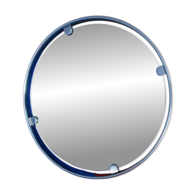 Miroir rond vintage en aluminium Egon Hillebrand, ø 53 cm, années 1960, Allemagne