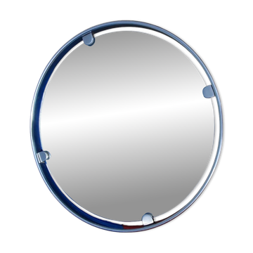 Vintage round mirror in aluminium by Egon Hillebrand, ø 53 cm, 1960s, Germany.