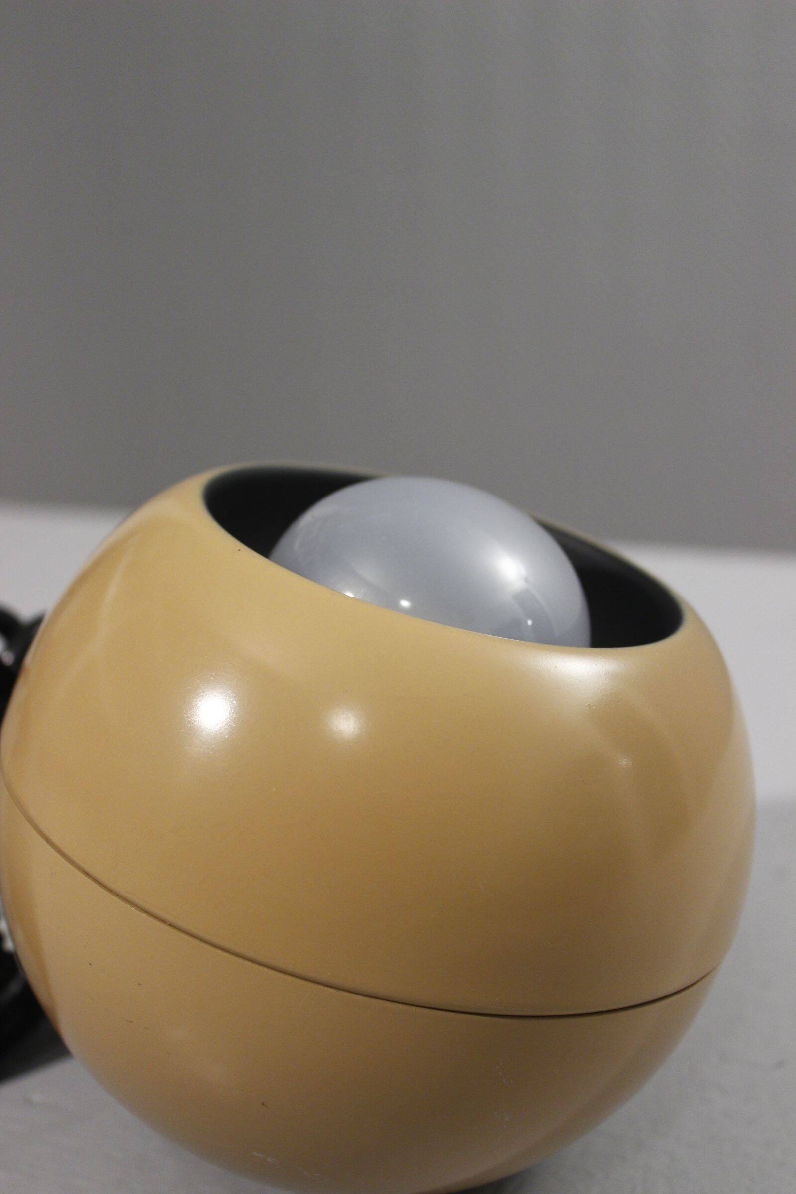 Vintage wall lamp design Eyeball metal beige & black 1970s