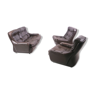 Canapé modulaire en cuir de Michel Cadestin pour Airborne