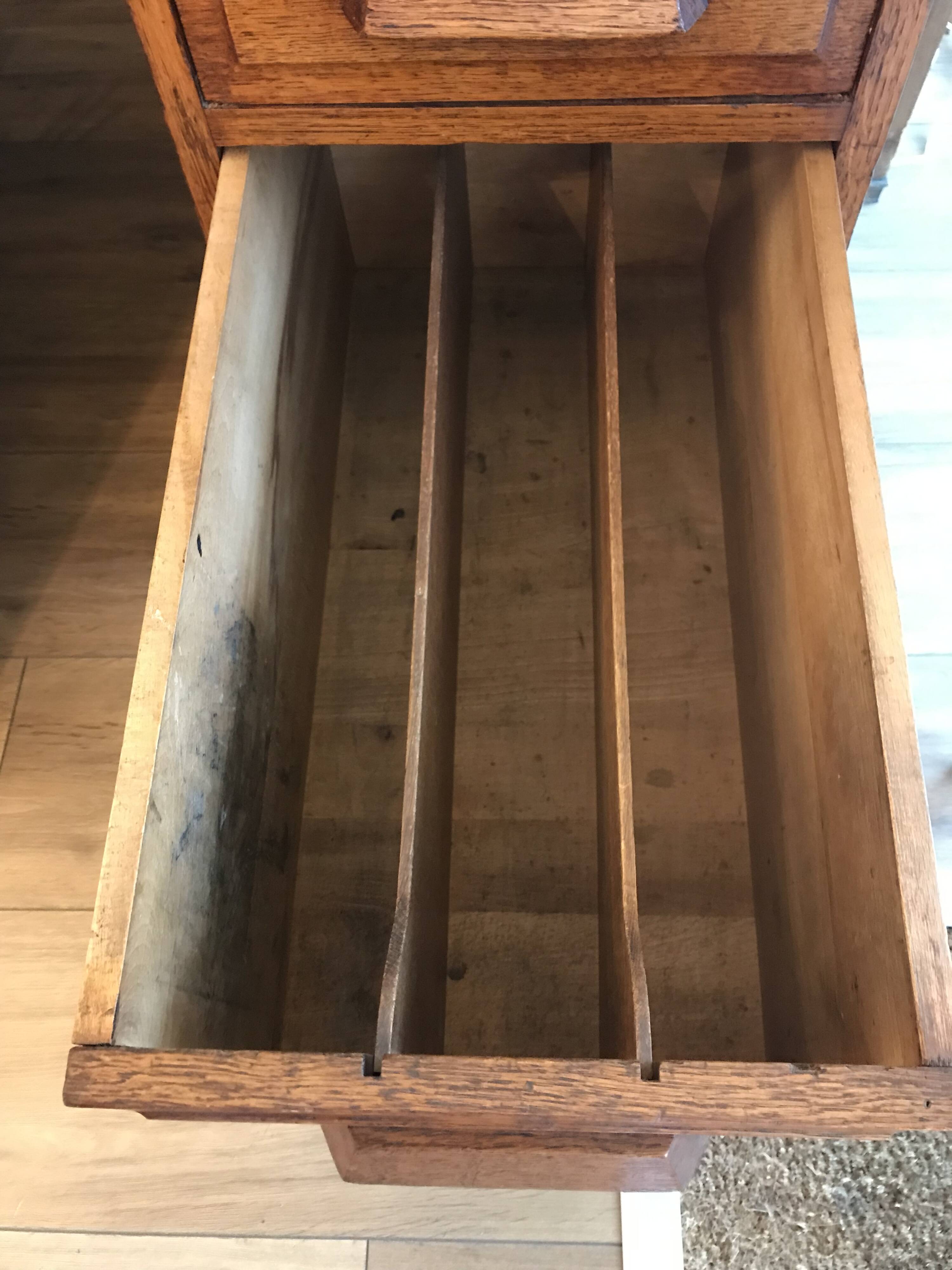 American desk with sliding shutter in solid oak, 20th century