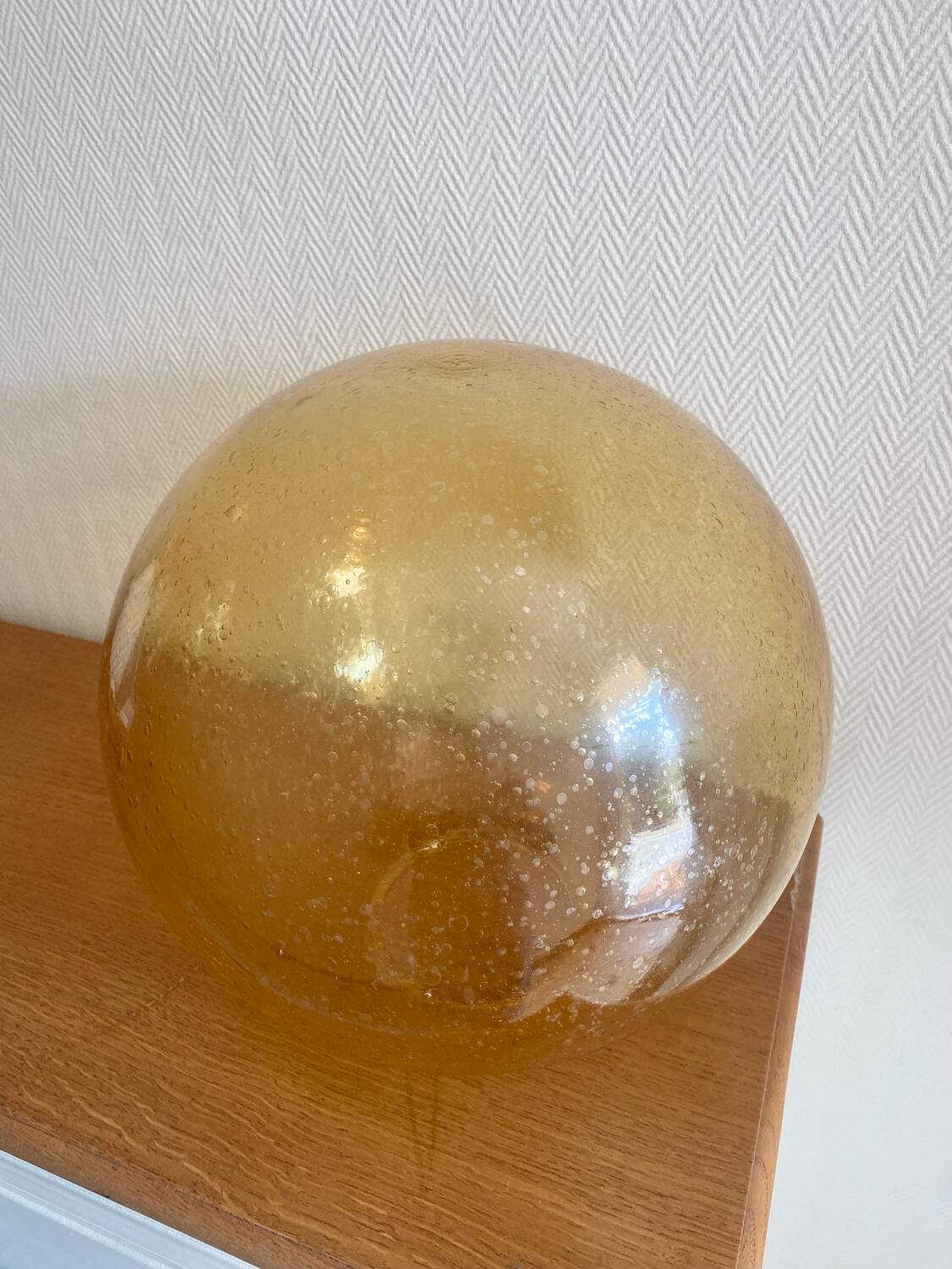Large blown glass globe with bubbles