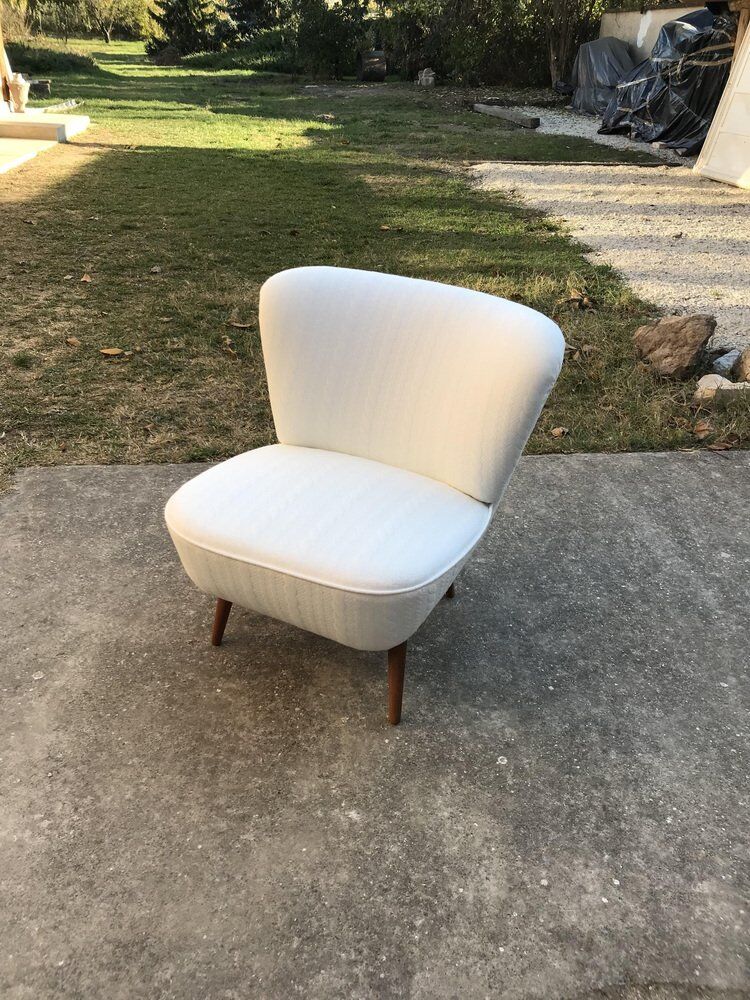 Hungarian White Club Chair, 1950s
