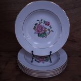 6 floral half porcelain deep plates KIFO Amandinoise