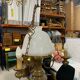 Gilded brass ceiling lamp