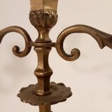 Old brass candlesticks 3 arms set of 2