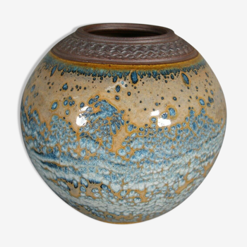 Vase boule en céramique contemporaine émaillée