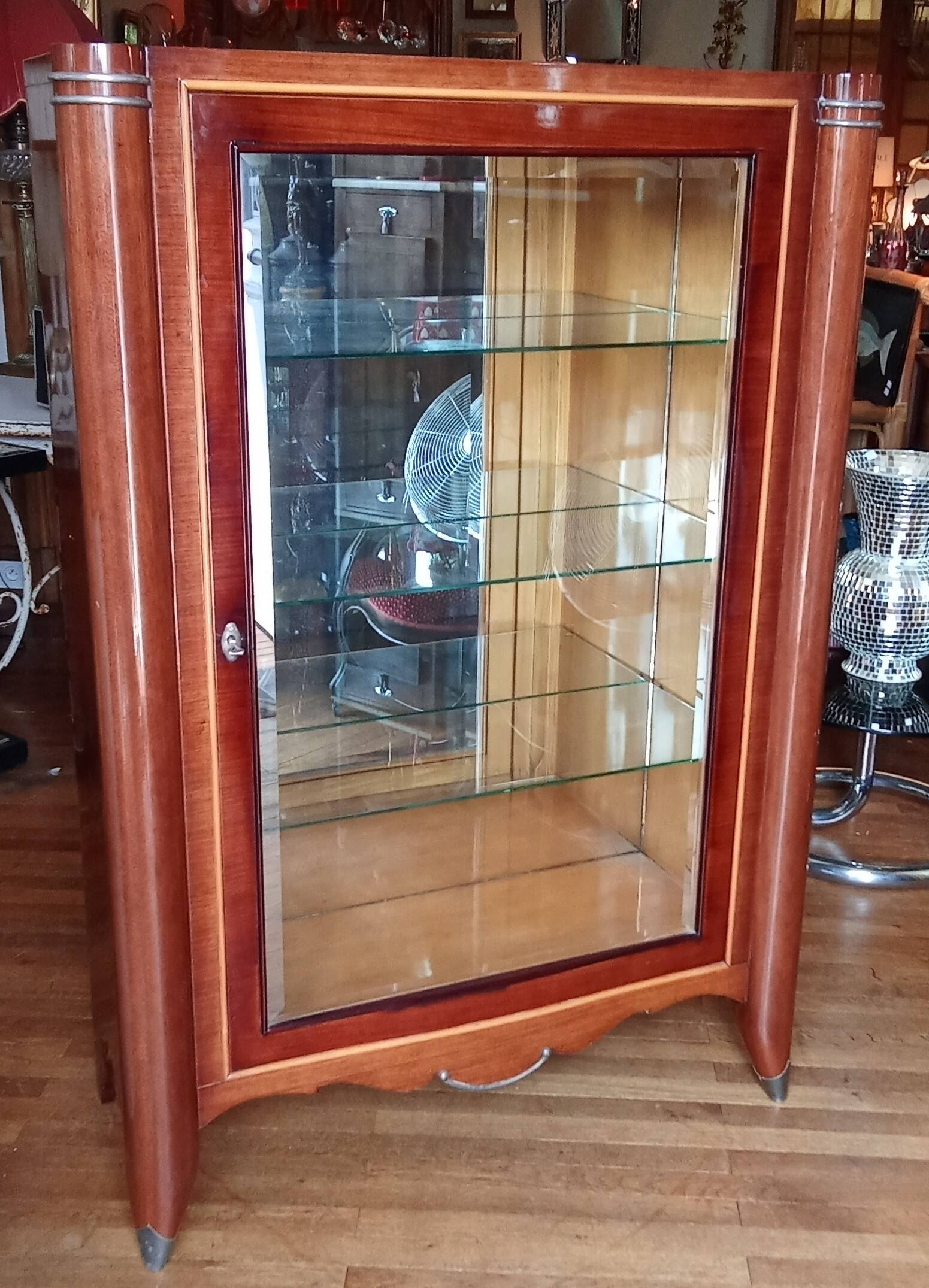 Antique illuminated Art Deco display cabinet