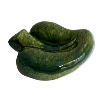 Green ceramic leaf ashtray