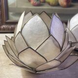 Mother-of-pearl and brass candlesticks