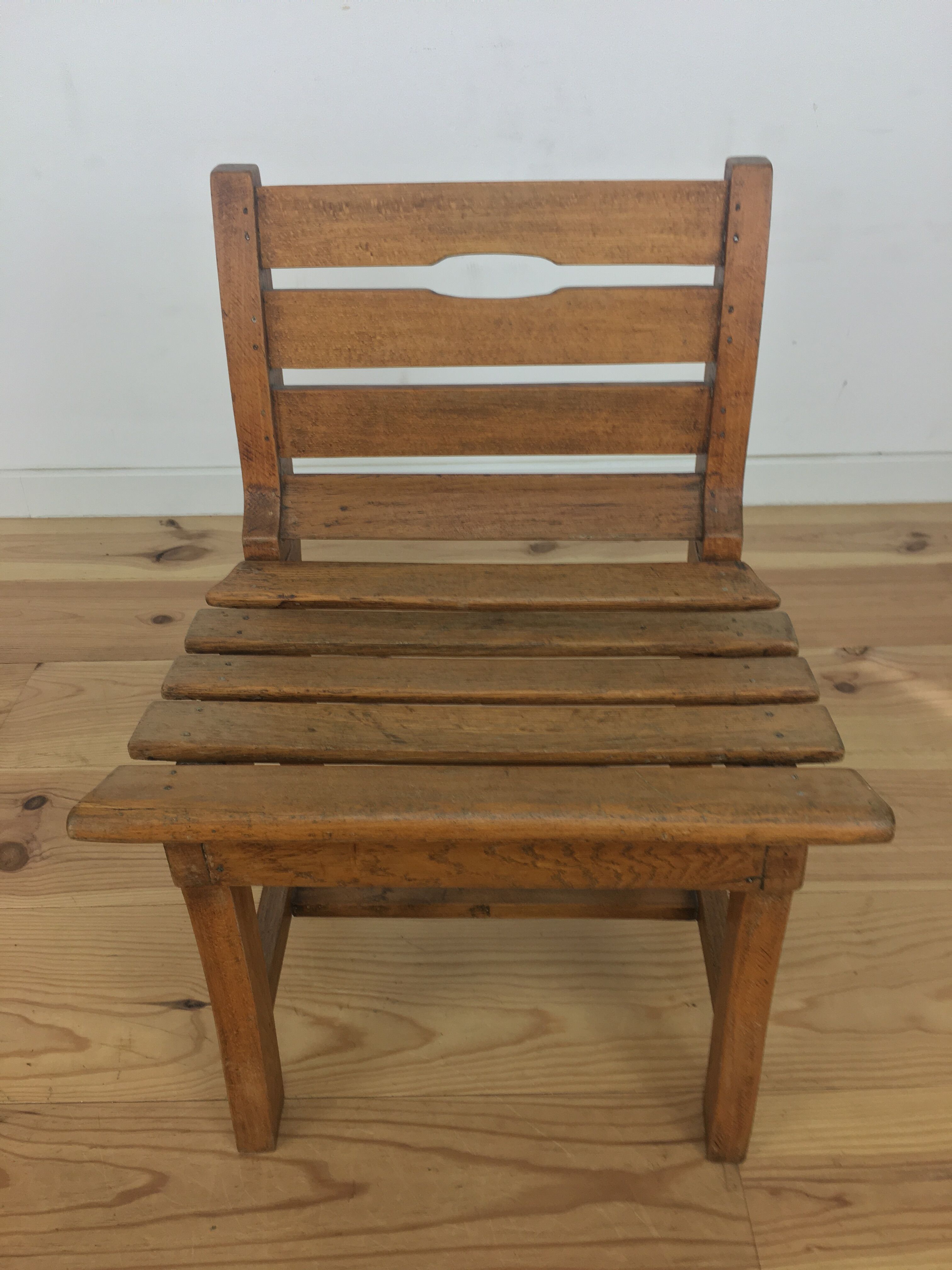 Children's wooden slatted chair