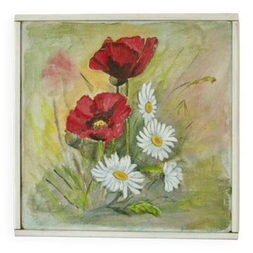 Still life from the mid-20th century, oil on canvas – floral painting