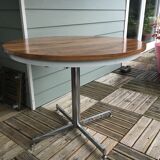 Table ronde formica avec pied chromé transformable